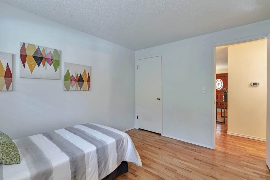 Here you can see this bedroom's proximity to the living room.